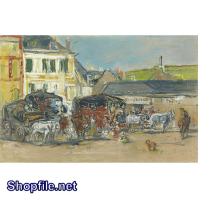 Tranh sơn dầu thành phố tấp nập